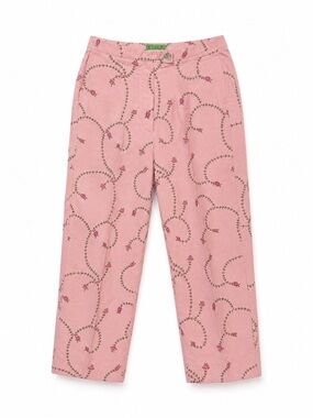 TIBI Pink Silk Embroidered Cropped Cigarette Pants
